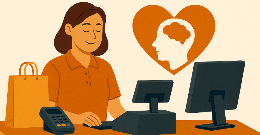 Illustrasjon av person som arbeider Bruk av KI