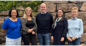  NKUPs ansatte, fra venstre: Marion Cecilie Andrade Bakke, Kjersti Karlsen, Arvid Nikolai Kildahl, Hanne Kari Fossum og Trine Lise Bakken.